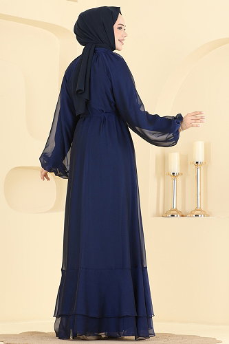 moda selvim Evening Dress 5823EDFK1198 Navy Blue - Thumbnail