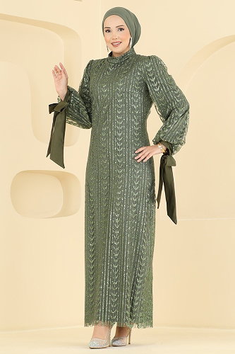 moda selvim Evening Dress 5826EDFK1198 Khaki - Thumbnail