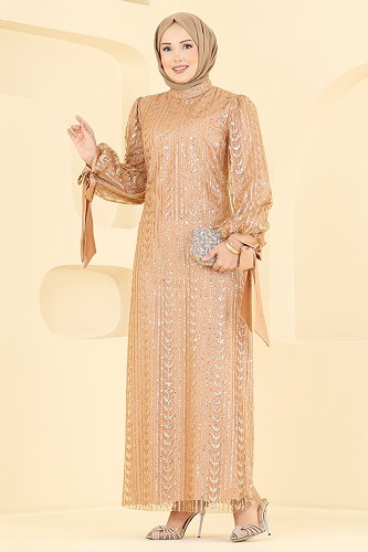 moda selvim Evening Dress 5826EDFK1198 Vision - Thumbnail