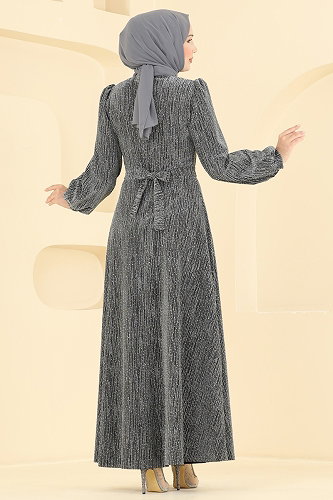 moda selvim Evening Dress 5832EDFK1198 Gray - Thumbnail