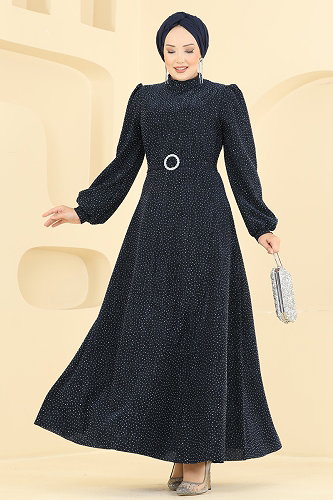 moda selvim فستان سهرة كحلي 5832EDFK1198 - Thumbnail