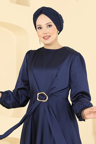 moda selvim فستان سهرة كحلي 5833EDFK1198 - Thumbnail
