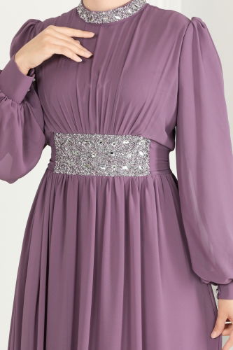 moda selvim Evening Dress 5839AB368 Lilac - Thumbnail