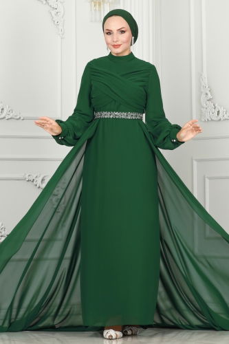 moda selvim EVENING DRESS 5940AB368 Emerald - Thumbnail