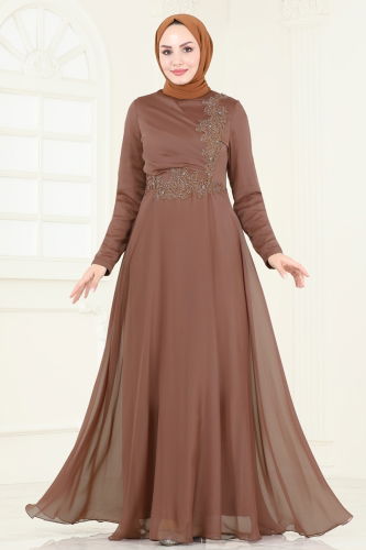 moda selvim Evening Dress 5971AB368 Copper - Thumbnail