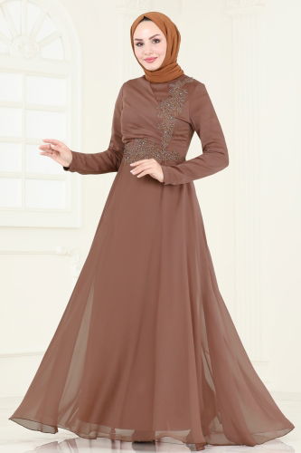 moda selvim Evening Dress 5971AB368 Copper - Thumbnail