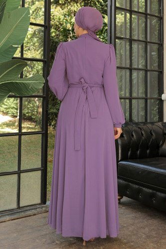 moda selvim Evening Dress 6025LPN858 Lilac - Thumbnail