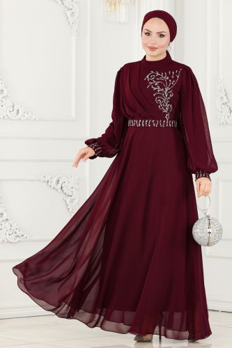 L.P.N. - Evening Dress 6055LPN858 Burgundy