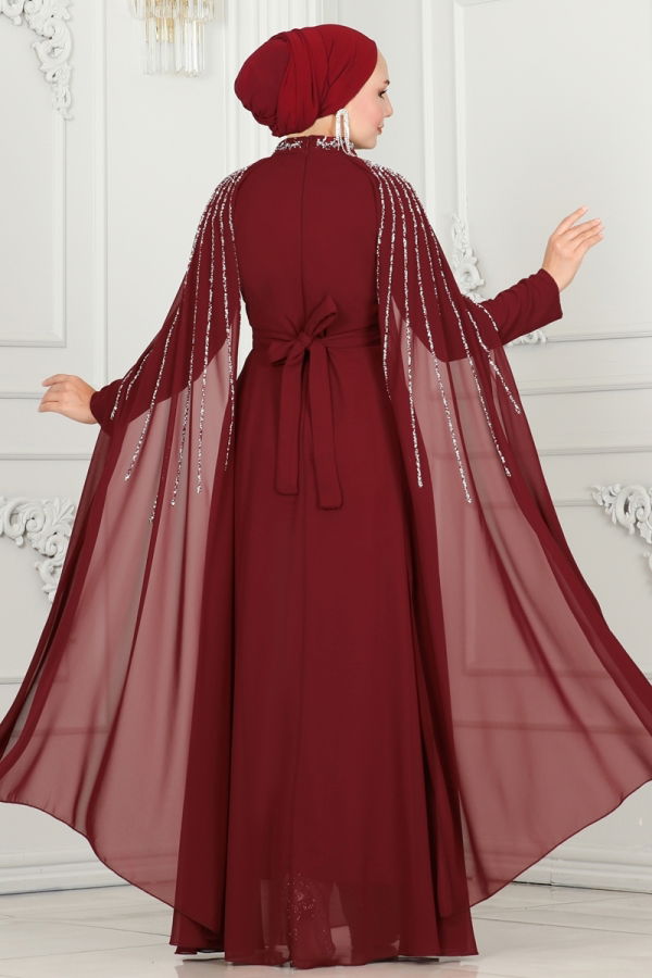 Evening Dress 6088LPN858 Burgundy - 6