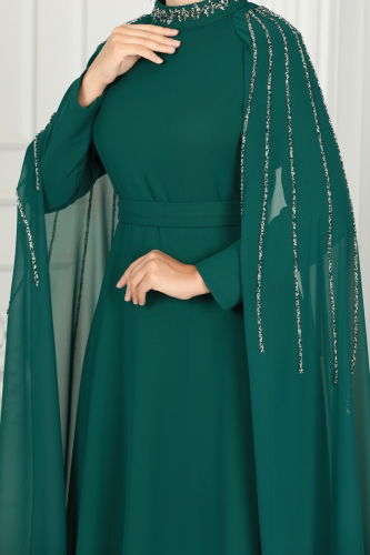 moda selvim EVENING DRESS 6088LPN858 Emerald - Thumbnail