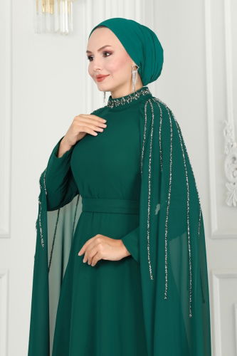 moda selvim EVENING DRESS 6088LPN858 Emerald - Thumbnail