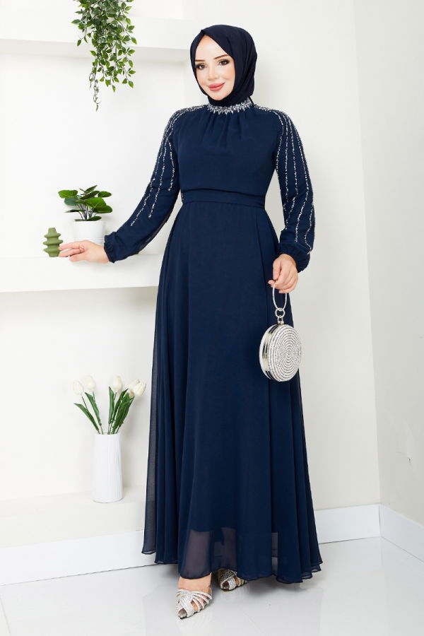 Modaselvim NET 20%+20% DISCOUNT IN THE CARD Evening Dress 6089LPN909-M Navy Blue