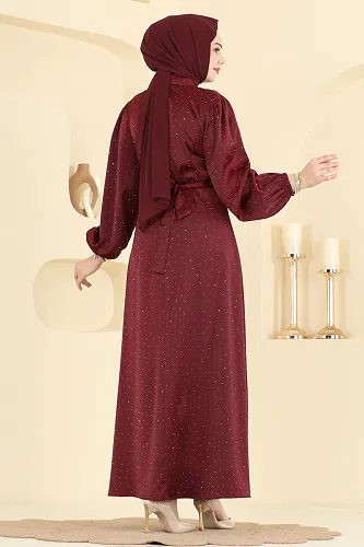 moda selvim فستان سهرة خمري 6138ORG1169 - Thumbnail