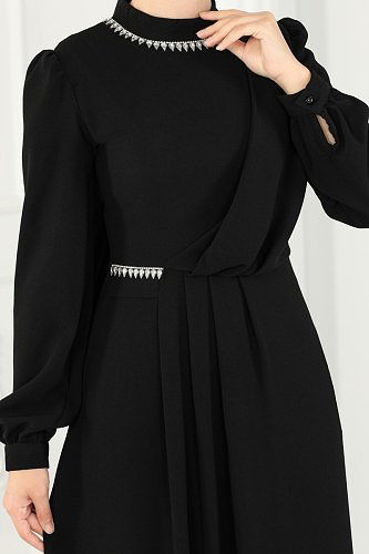 moda selvim Evening Dress 6147EMS872 Black - Thumbnail