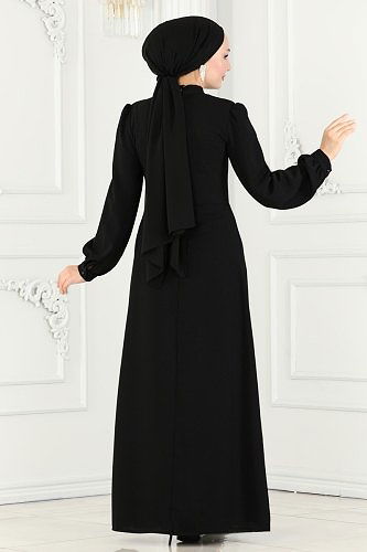 moda selvim Evening Dress 6147EMS872 Black - Thumbnail