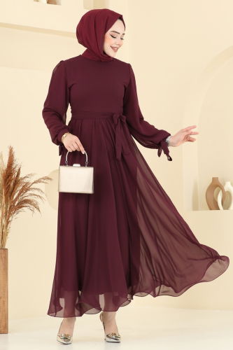 B.İ.S.S.K. - Evening Dress 6217BSK463 Burgundy