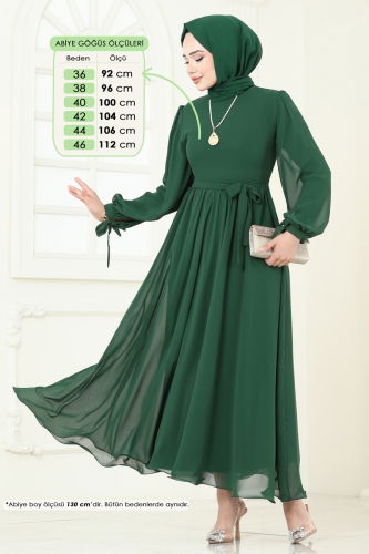 moda selvim Evening Dress 6217BSK463 Emerald - Thumbnail
