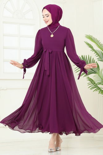 B.İ.S.S.K. - Evening Dress 6217BSK463 Light Damson