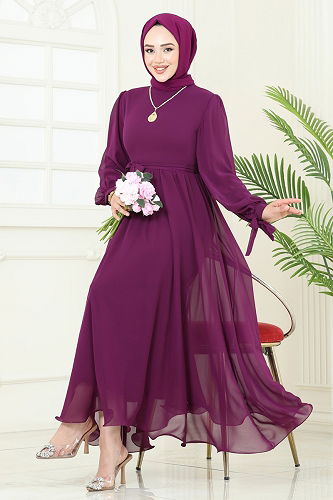 moda selvim فستان سهرة توتي فاتح 6217BSK463 - Thumbnail