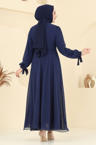 moda selvim فستان سهرة كحلي 6217BSK463 - Thumbnail