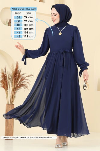 moda selvim فستان سهرة كحلي 6217BSK463 - Thumbnail
