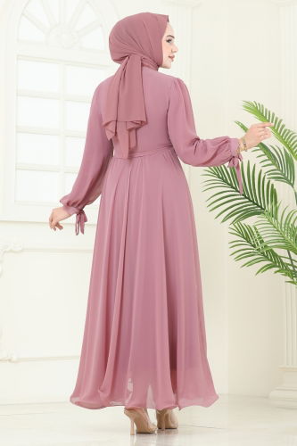 moda selvim Evening Dress 6217BSK463 Powder - Thumbnail