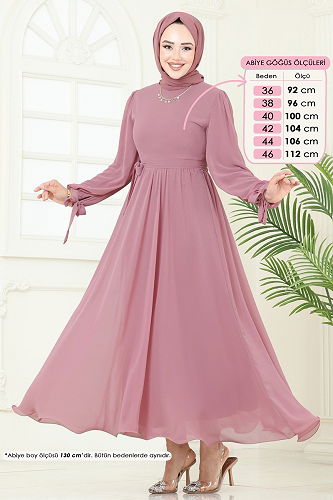 moda selvim Evening Dress 6217BSK463 Powder - Thumbnail