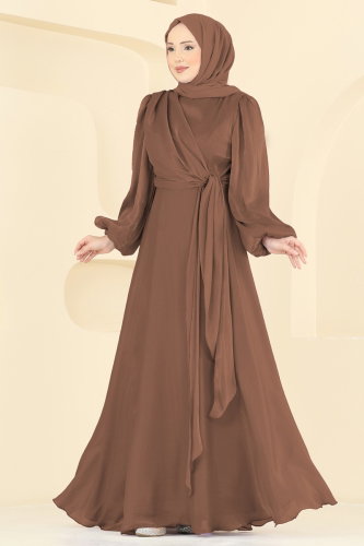 B.İ.S.S.K. - Evening Dress 6219BSK463 Brown with Milk