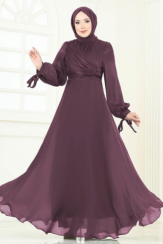 moda selvim Evening Dress 6220BSK463 Dark Rose Dusky - Thumbnail