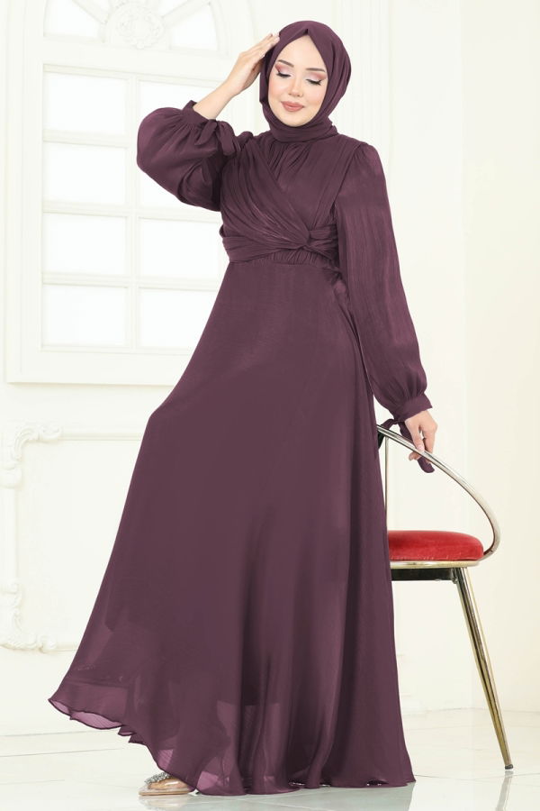 Modaselvim خصم صافٍ20%+20% في سلة التسوق فستان سهرة وردي غامق 6220BSK463