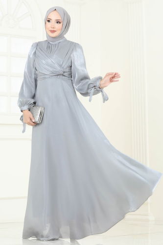 B.İ.S.S.K. - Evening Dress 6220BSK463 Gray