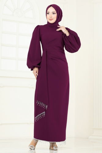 B.İ.S.S.K. - Evening Dress 6225BSK463 Damson