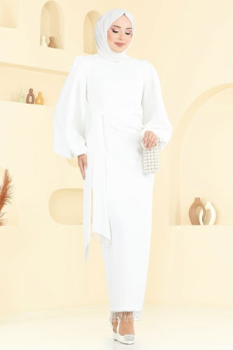 B.İ.S.S.K. - Evening Dress 6225BSK463 Ecru