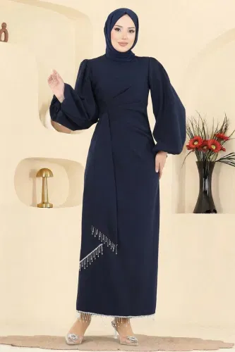 B.İ.S.S.K. - Evening Dress 6225BSK463 Navy Blue