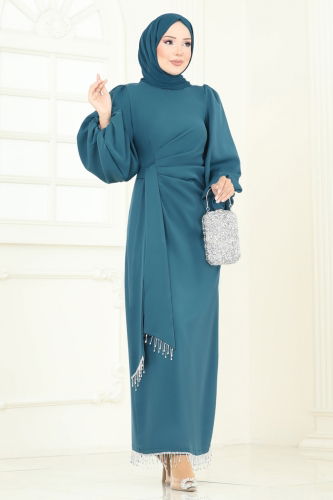 B.İ.S.S.K. - Evening Dress 6225BSK463 Petroleum