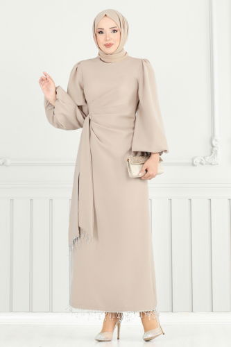 B.İ.S.S.K. - Evening Dress 6225BSK463 Stone