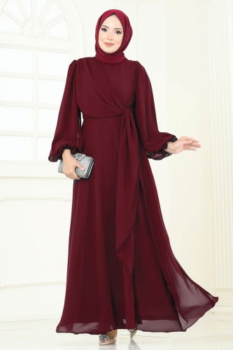B.İ.S.S.K. - Evening Dress 6226BSK463 Burgundy