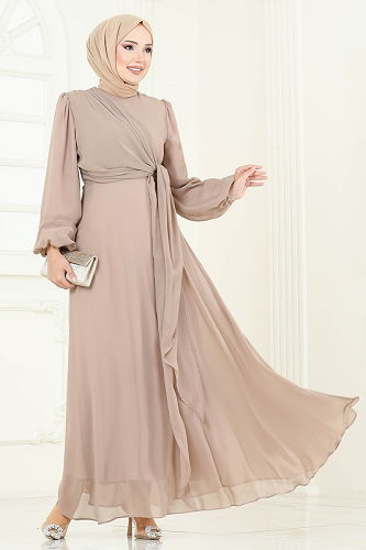 moda selvim Evening Dress 6226BSK463 Vision - Thumbnail