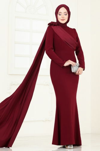 B.İ.S.S.K. - Evening Dress 6227BSK463 Burgundy