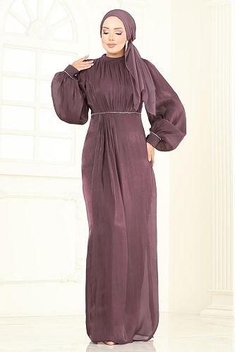 moda selvim Evening Dress 6231BSK463 Dark Rose Dusky - Thumbnail