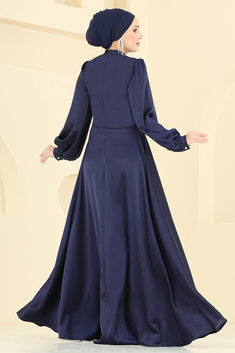 moda selvim Evening Dress 6261BSK463 Navy Blue - Thumbnail