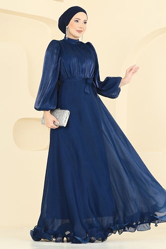 moda selvim Evening Dress 6278BSK463 Navy Blue - Thumbnail