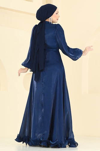 moda selvim فستان سهرة كحلي 6278BSK463 - Thumbnail