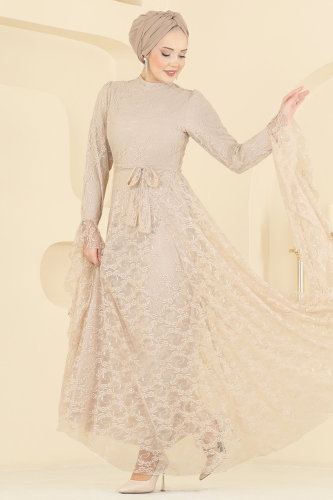B.İ.S.S.K. - Evening Dress 6294BSK463 Stone