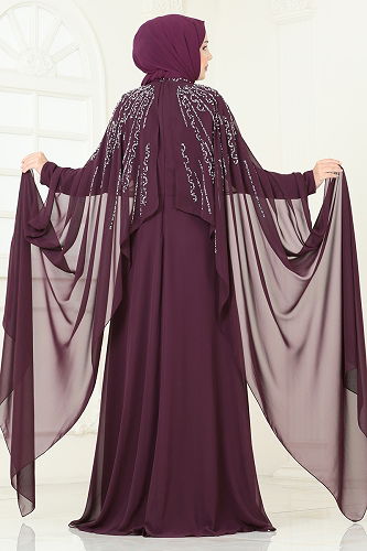 moda selvim فستان سهرة توتي 6295LPN858 - Thumbnail