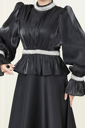 moda selvim Evening Dress 6324LPN858 Black - Thumbnail