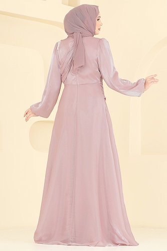 moda selvim Evening Dress 6379LPN858 Powder - Thumbnail