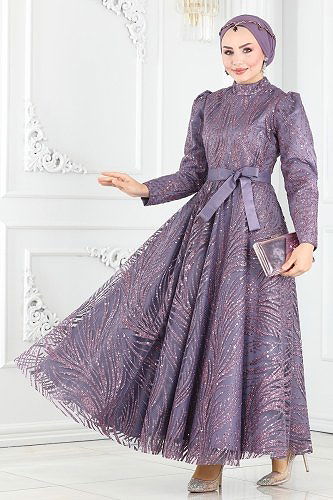 moda selvim Evening Dress 6530YG95 Lila - Thumbnail