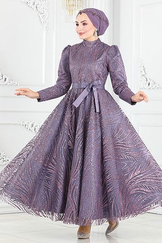 moda selvim Evening Dress 6530YG95 Lila - Thumbnail