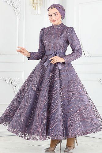 moda selvim Evening Dress 6530YG95 Lila - Thumbnail